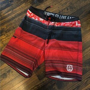 DIXXON Men's Black and Red Board Shorts